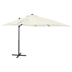 Gartenschirm mit ausladendem Stiel und LED-Lichtern, Sandfarben, 250 cm. von vidaXL, Sonnenschirme - Ref: Foro24-312320, Prei...
