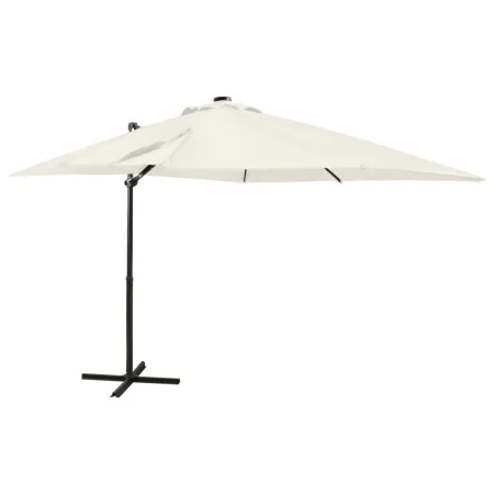 Gartenschirm mit ausladendem Stiel und LED-Lichtern, Sandfarben, 250 cm. von vidaXL, Sonnenschirme - Ref: Foro24-312320, Prei...