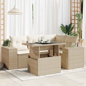 Juego de sofás jardín con cojines 5 pzas ratán sintético beige de , Conjuntos de jardín - Ref: Foro24-3326789, Precio: 454,39...