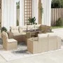 Set de sofás de jardín con cojines 9 pzas ratán sintético beige by , Garden sets - Ref: Foro24-3326819, Price: 775,65 €, Disc...