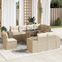 Set de sofás de jardín con cojines 9 pzas ratán sintético beige by , Garden sets - Ref: Foro24-3326819, Price: 748,46 €, Disc...