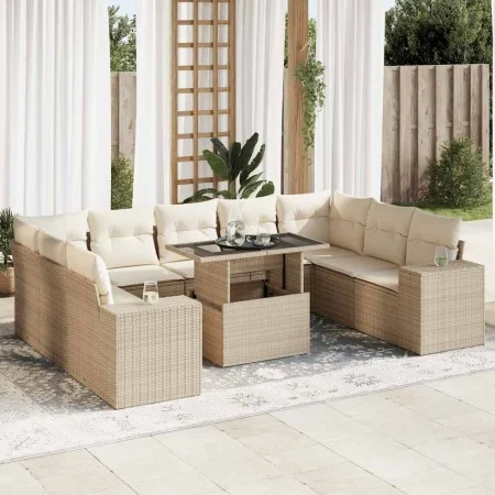 Juego de sofás jardín con cojines beige 10 pzas ratán sintético de , Conjuntos de jardín - Ref: Foro24-3326859, Precio: 785,6...