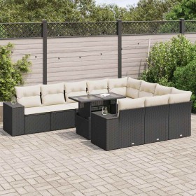Set de sofás de jardín 11 pzas y cojines ratán sintético negro de , Conjuntos de jardín - Ref: Foro24-3326867, Precio: 746,63...