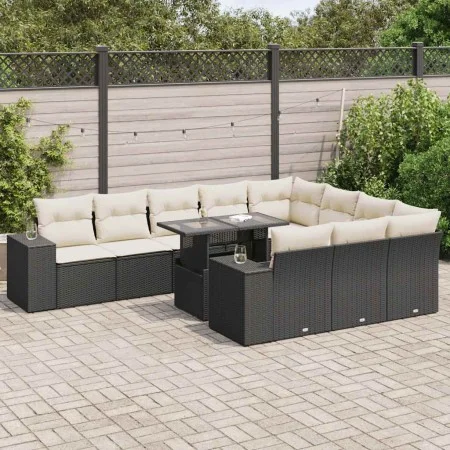 Set de sofás de jardín 11 pzas y cojines ratán sintético negro by , Garden sets - Ref: Foro24-3326867, Price: 748,69 €, Disco...