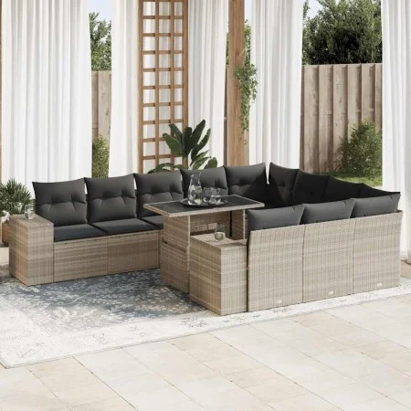 Set de sofás de jardín 11 pzas y cojines ratán sintético gris by , Garden sets - Ref: Foro24-3326873, Price: 899,19 €, Discou...