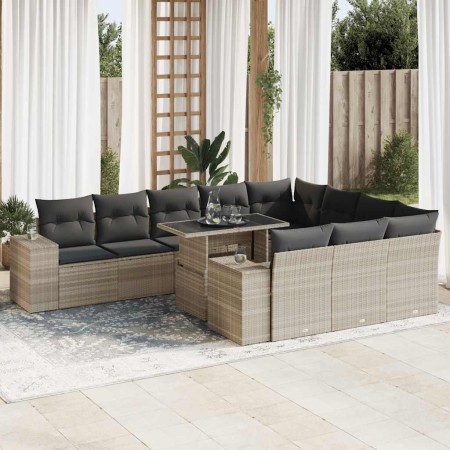 Set de sofás de jardín 11 pzas y cojines ratán sintético gris by , Garden sets - Ref: Foro24-3326873, Price: 879,69 €, Discou...