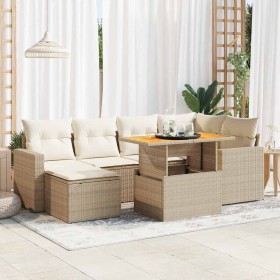 Set sofás de jardín 7 piezas y cojines ratán sintético beige de , Conjuntos de jardín - Ref: Foro24-3327061, Precio: 538,81 €...