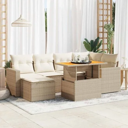 Set sofás de jardín 7 piezas y cojines ratán sintético beige von , Gartensets - Ref: Foro24-3327061, Preis: 529,91 €, Rabatt: %