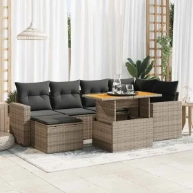 Set de sofás de jardín 7 pzas con cojines ratán sintético gris by , Garden sets - Ref: Foro24-3327063, Price: 468,26 €, Disco...