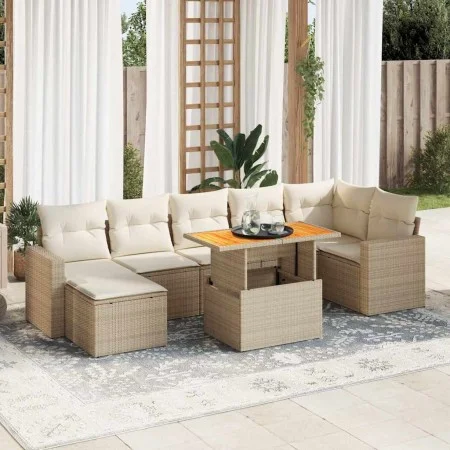 Set de sofás de jardín y cojines 8 piezas ratán sintético beige by , Garden sets - Ref: Foro24-3327068, Price: 587,46 €, Disc...