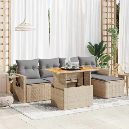 Juego de sofás jardín con cojines 6 pzas ratán sintético beige von , Gartensets - Ref: Foro24-3327139, Preis: 426,09 €, Rabat...
