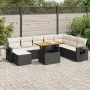 Set de sofás de jardín con cojines 9 pzas ratán sintético negro by , Garden sets - Ref: Foro24-3327185, Price: 560,50 €, Disc...