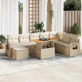 Set de sofás de jardín con cojines 9 pzas ratán sintético beige von , Gartensets - Ref: Foro24-3327187, Preis: 673,12 €, Raba...