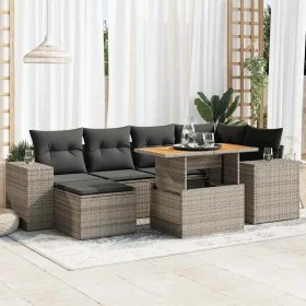 Set de sofás de jardín 7 pzas con cojines ratán sintético gris by , Garden sets - Ref: Foro24-3327399, Price: 485,72 €, Disco...