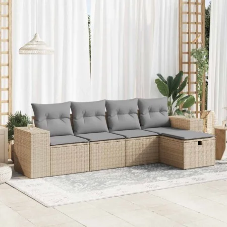 Juego de sofás jardín con cojines 5 pzas ratán sintético beige by , Garden sets - Ref: Foro24-3325665, Price: 348,88 €, Disco...