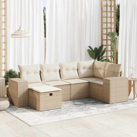 Juego de sofás jardín con cojines 6 pzas ratán sintético beige de , Conjuntos de jardín - Ref: Foro24-3325684, Precio: 497,03...