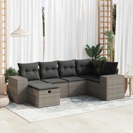 Set de muebles de jardín 6 pzas y cojines ratán sintético gris by , Garden sets - Ref: Foro24-3325686, Price: 427,43 €, Disco...