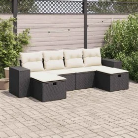 Set de sofás de jardín 6 piezas y cojines ratán sintético negro by , Garden sets - Ref: Foro24-3325722, Price: 364,86 €, Disc...