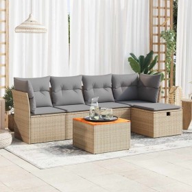 Juego de sofás jardín con cojines 6 pzas ratán sintético beige de , Conjuntos de jardín - Ref: Foro24-3325755, Precio: 369,28...