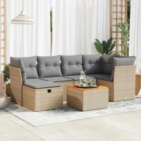 Set sofás de jardín 7 piezas y cojines ratán sintético beige by , Garden sets - Ref: Foro24-3325762, Price: 425,74 €, Discoun...