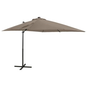 Cantilever parasol with pole and taupe gray LED lights 250 cm by vidaXL, Umbrellas - Ref: Foro24-312323, Price: 180,50 €, Dis...