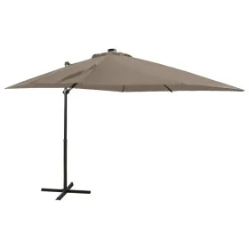 Cantilever parasol with pole and taupe gray LED lights 250 cm by vidaXL, Umbrellas - Ref: Foro24-312323, Price: 177,83 €, Dis...