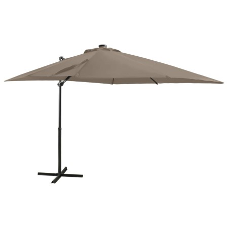 Cantilever parasol with pole and taupe gray LED lights 250 cm by vidaXL, Umbrellas - Ref: Foro24-312323, Price: 180,50 €, Dis...
