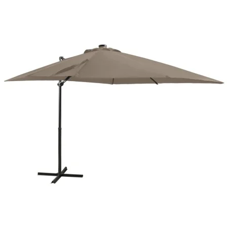 Cantilever parasol with pole and taupe gray LED lights 250 cm by vidaXL, Umbrellas - Ref: Foro24-312323, Price: 177,83 €, Dis...