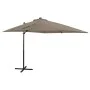 Cantilever parasol with pole and taupe gray LED lights 250 cm by vidaXL, Umbrellas - Ref: Foro24-312323, Price: 177,83 €, Dis...