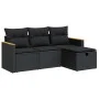 Juego de sofás jardín 4 pzas con cojines ratán sintético negro by , Garden sets - Ref: Foro24-3325891, Price: 277,37 €, Disco...