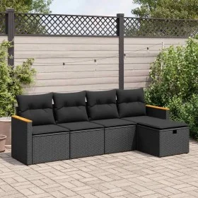 Set de muebles de jardín 5 pzas y cojines ratán sintético negro by , Garden sets - Ref: Foro24-3325898, Price: 332,27 €, Disc...