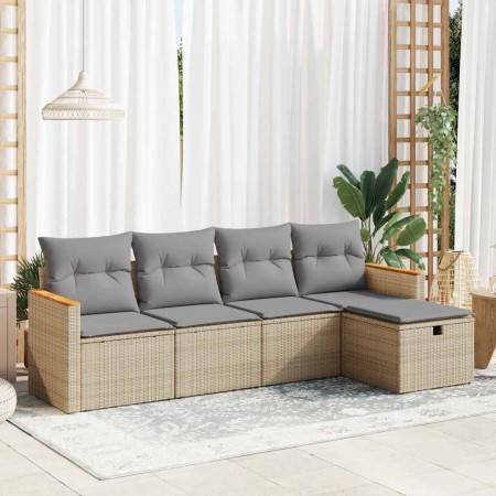 Juego de sofás jardín con cojines 5 pzas ratán sintético beige by , Garden sets - Ref: Foro24-3325902, Price: 330,02 €, Disco...