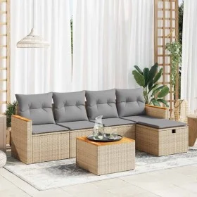 Juego de sofás jardín con cojines 6 pzas ratán sintético beige by , Garden sets - Ref: Foro24-3325909, Price: 355,10 €, Disco...