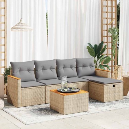 Juego de sofás jardín con cojines 6 pzas ratán sintético beige by , Garden sets - Ref: Foro24-3325909, Price: 368,36 €, Disco...