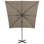 Cantilever parasol with pole and taupe gray LED lights 250 cm by vidaXL, Umbrellas - Ref: Foro24-312323, Price: 177,83 €, Dis...