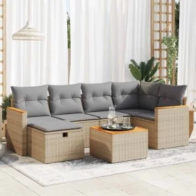Set sofás de jardín 7 piezas y cojines ratán sintético beige by , Garden sets - Ref: Foro24-3325923, Price: 432,76 €, Discoun...