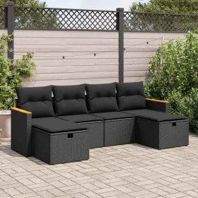Set de sofás de jardín 6 piezas y cojines ratán sintético negro von , Gartensets - Ref: Foro24-3325940, Preis: 380,48 €, Raba...