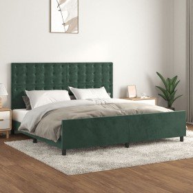 Estructura cama sin colchón terciopelo verde oscuro 200x200 cm