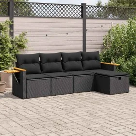 Set de muebles de jardín 5 pzas y cojines ratán sintético negro von , Gartensets - Ref: Foro24-3325954, Preis: 354,51 €, Raba...