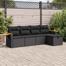 Set de muebles de jardín 5 pzas y cojines ratán sintético negro von , Gartensets - Ref: Foro24-3325954, Preis: 375,46 €, Raba...