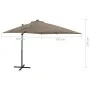 Cantilever parasol with pole and taupe gray LED lights 250 cm by vidaXL, Umbrellas - Ref: Foro24-312323, Price: 177,83 €, Dis...