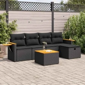 Set de sofás de jardín 6 piezas y cojines ratán sintético negro by , Garden sets - Ref: Foro24-3325961, Price: 392,61 €, Disc...