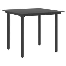 Schwarzer Esstisch aus Glas und Stahl für den Garten 80x80x74 cm von vidaXL, Gartentische - Ref: Foro24-313109, Preis: 93,41 ...