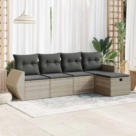 Set de sofás jardín y cojines 5 pzas ratán sintético gris claro von , Gartensets - Ref: Foro24-3325568, Preis: 351,94 €, Raba...