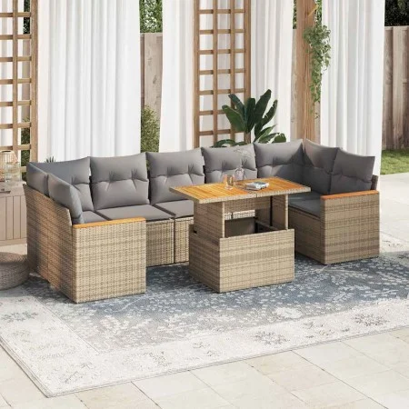 Set sofás jardín y cojines 7 pzas ratán sintético acacia beige by , Garden sets - Ref: Foro24-3327461, Price: 556,66 €, Disco...