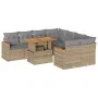 Set sofás jardín y cojines 9 pzas ratán sintético acacia beige by , Garden sets - Ref: Foro24-3327468, Price: 632,25 €, Disco...