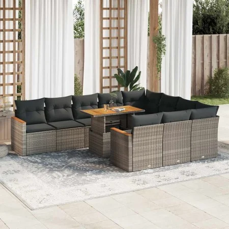 Set sofás jardín y cojines 11 pzas ratán sintético acacia gris von , Gartensets - Ref: Foro24-3327539, Preis: 745,75 €, Rabat...
