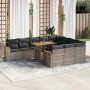 Set sofás jardín y cojines 11 pzas ratán sintético acacia gris by , Garden sets - Ref: Foro24-3327539, Price: 742,72 €, Disco...