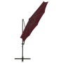 Cantilever parasol with pole and burgundy LED lights 300 cm by vidaXL, Umbrellas - Ref: Foro24-312342, Price: 103,46 €, Disco...