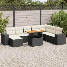 Set sofás jardín y cojines 9 pzas ratán sintético acacia negro von , Gartensets - Ref: Foro24-3327409, Preis: 572,86 €, Rabat...